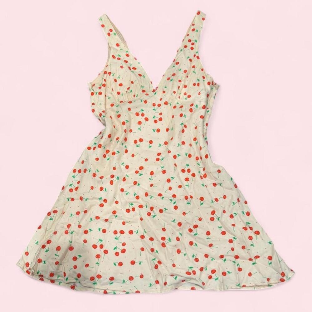 ZARA Y2K Inspired Lana Core Cherry Print Cottagecore Coquette Mini Dress Size M